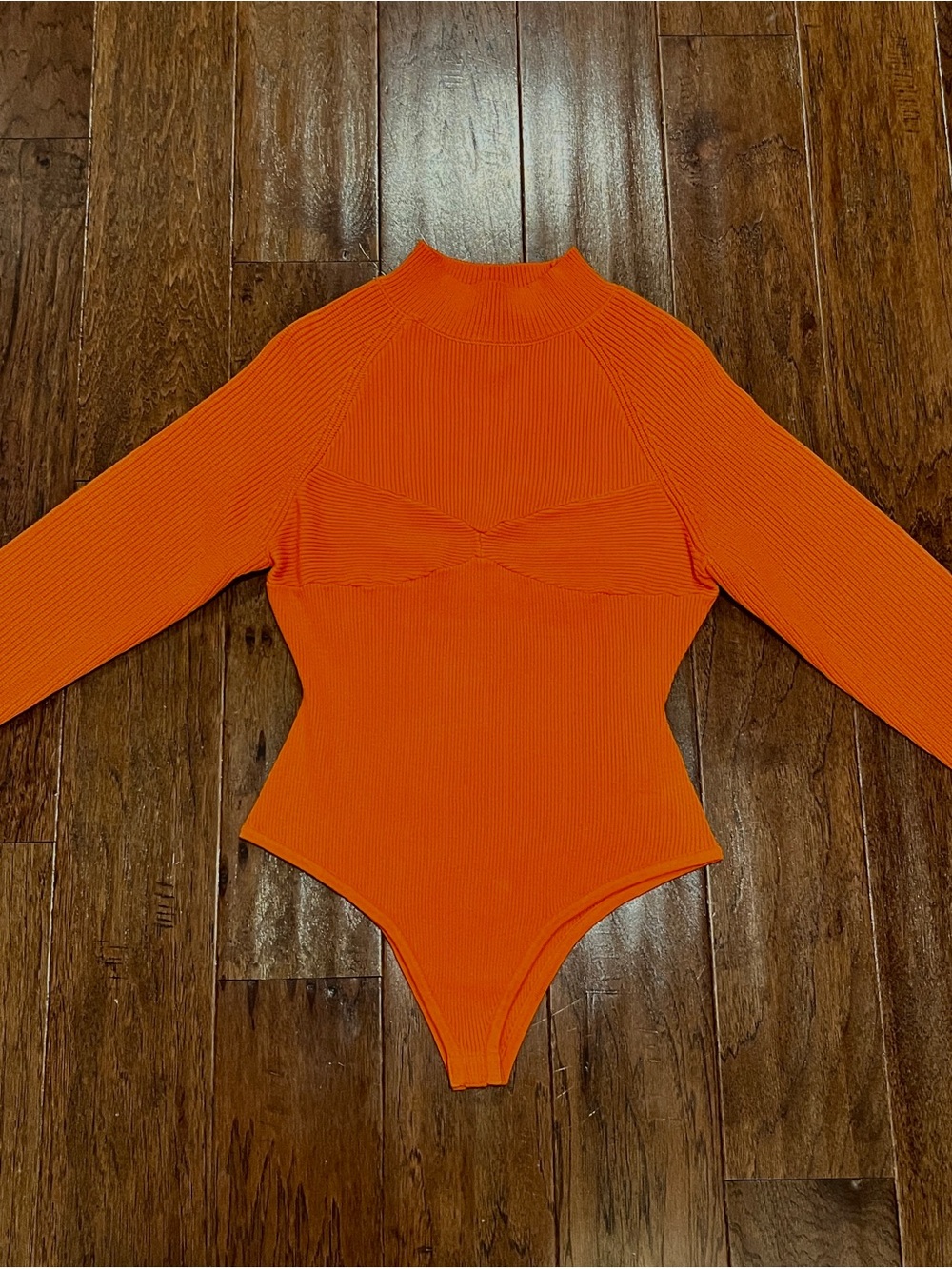 FARM Rio Ribbed Mock Neck Long Sleeve Bodysuit Size L